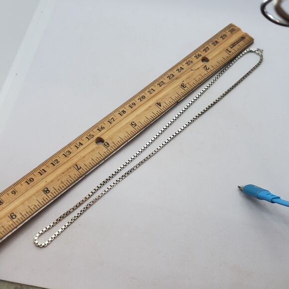 Sterling Silver 18" Box Chain Necklace Thick Chain 925 - Picture 3 of 4